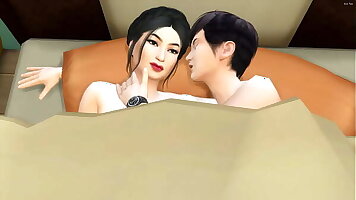 Step son enters his hot japanese step mom room late convenient night to share the bed with her because he was afraid to be alone, she accepted but in the end everything turned into sex