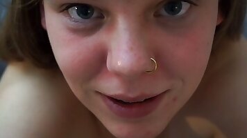 German 18yo Teen BBW with huge tits and braces fucks herself